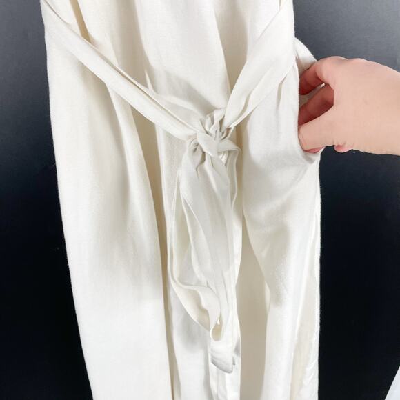 Saunders Collective Halter Dress White Linen Open Back Self Tie Sleeveless Sz‎ 0 - Picture 8 of 16